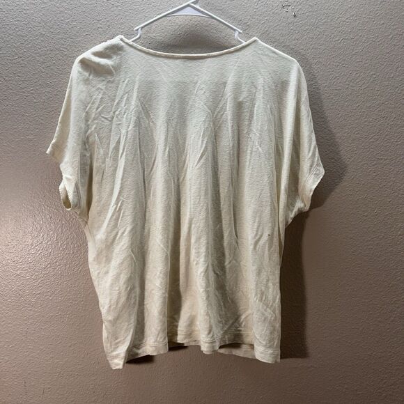 J. Jill Womens Cream Linen Blend Southwest Embroidered Petite Small V Neck - Picture 2 of 4